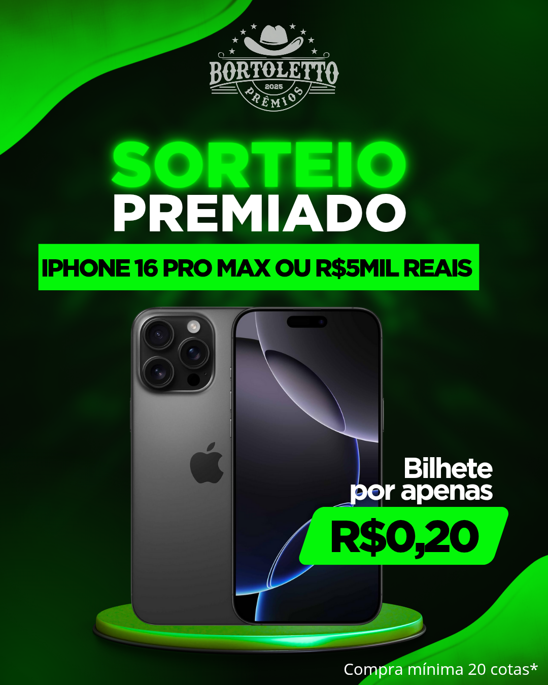 SORTEIO PREMIADO IPHONE 16 PRO MAX!